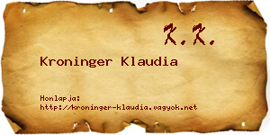 Kroninger Klaudia névjegykártya